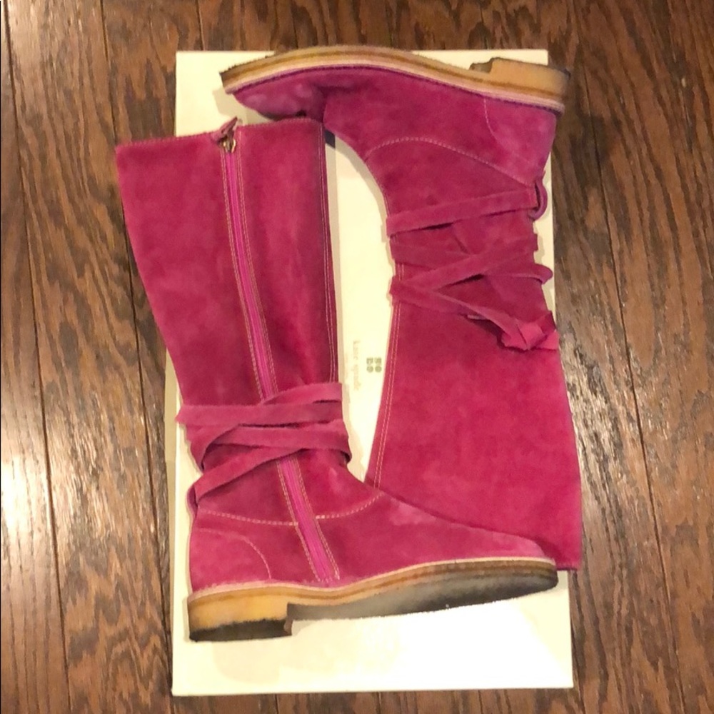 kate spade Fuchsia Suede Mid-Calf Combat Boots
